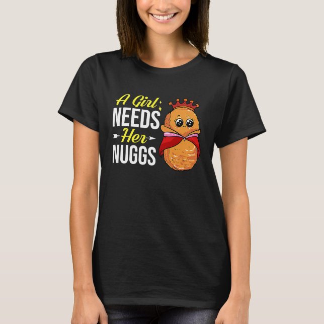 Camiseta Chicken Nugget Girl Queen Vegan Nuggs Fries (Frente)