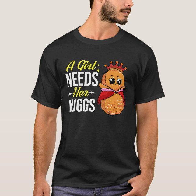 Camiseta Chicken Nugget Girl Queen Vegan Nuggs Fries (Frente)