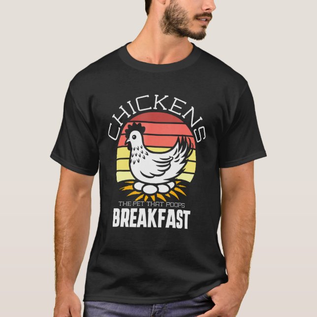 Camiseta Chicken Pet Poops Café da Manhã (Frente)
