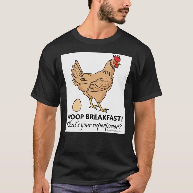 Camiseta Chicken Poops Breakfast Funny Design  Essential T- (Frente)