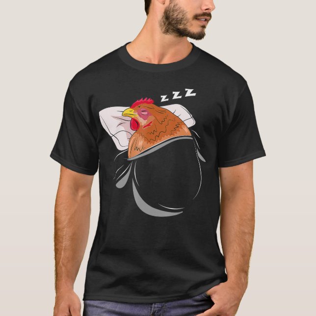 Camiseta Chicken Sleeping Pajamas Nap PJs Outfit Farmer Gif (Frente)