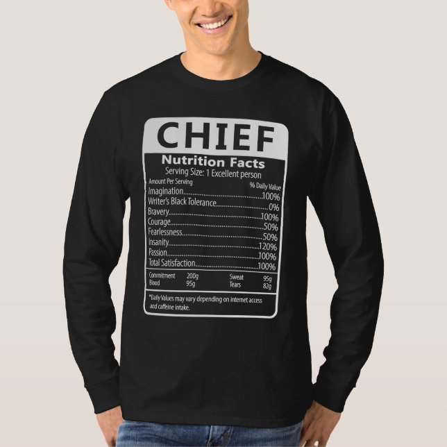 Camiseta CHIEF Nutrition Facts Sarcastic Graphic Humor (Frente)