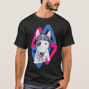 Camiseta Chien Bull Terrier Hipster Dans Un Pince Nez Doré