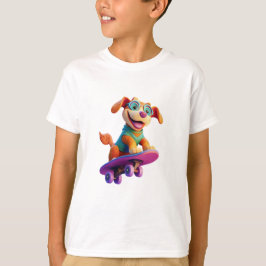 Camiseta Chien mignon sur skateboard avec lunettes colorées