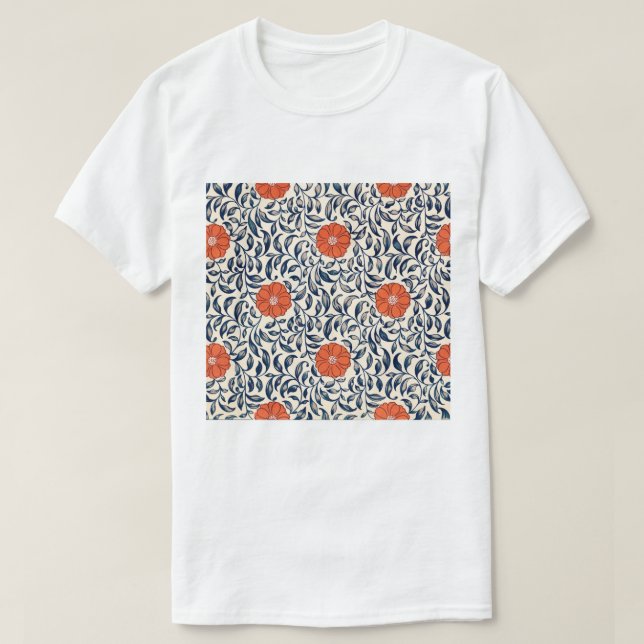 Camiseta Chiffon - Padrão do Flor Batik - Parte Superior (Frente do Design)