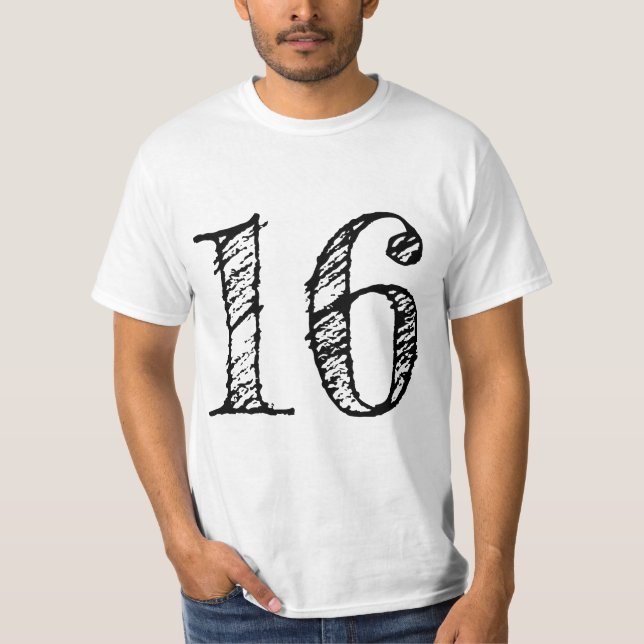 Camiseta chiffre 16 numéro seize manuscrit géant (Frente)