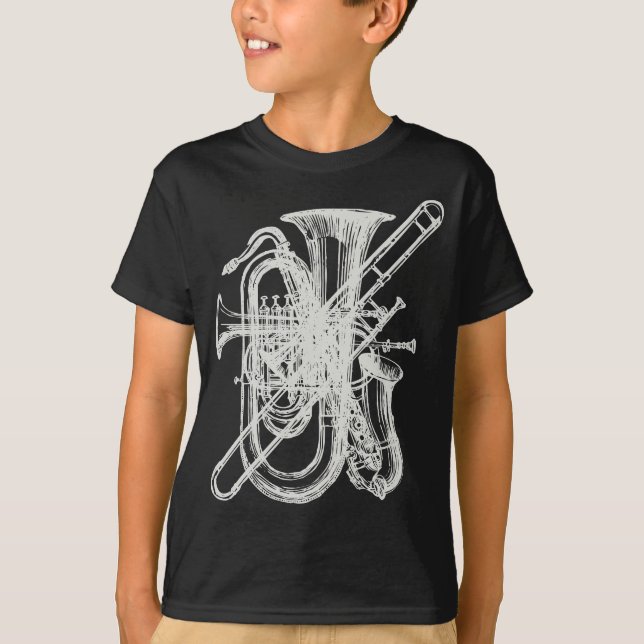 Camiseta Chifres da "prata" - instrumentos de vento (Frente)