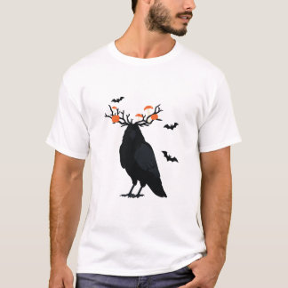 Camiseta Chifres de Abóbora de Halloween do Corvo