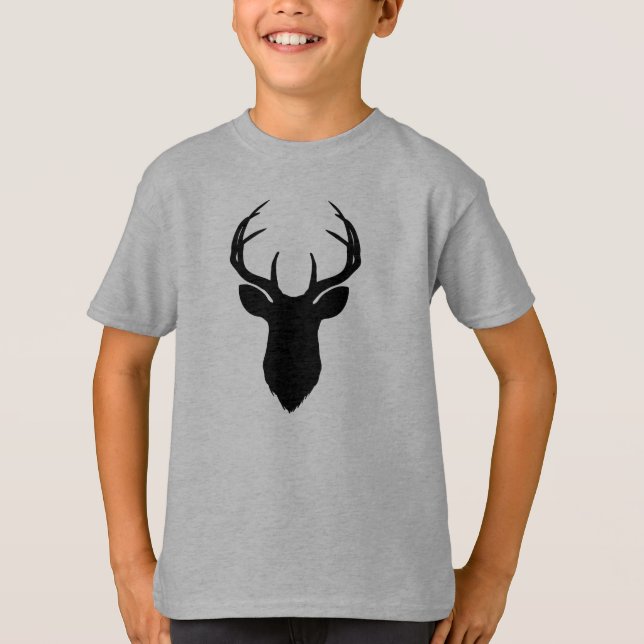 Camiseta Chifres de Cabeça de Veado Rústico País Moderno (Frente)