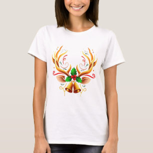 Camiseta Chifres de Rena Festivos Elegantes Natal Moderno