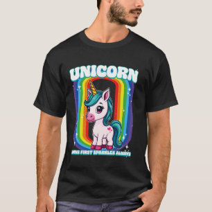 Camiseta Chifres de Unicórnio Primeiro Brilhos Sempre Unicó