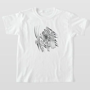 Camiseta Chifres Preto Branco Arte de Tatuagem Tribal Abstr