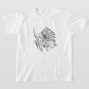 Camiseta Chifres Preto Branco Arte de Tatuagem Tribal Abstr