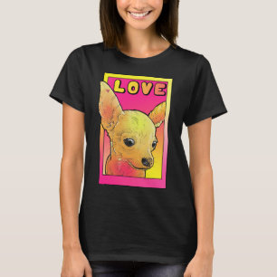 Camiseta Chihuahua Ama Arte Pop Amarela Rosa E Rosa