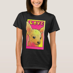 Camiseta Chihuahua Ama Arte Pop Amarela Rosa E Rosa