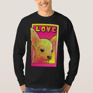 Camiseta Chihuahua Ama Arte Pop Amarela Rosa E Rosa