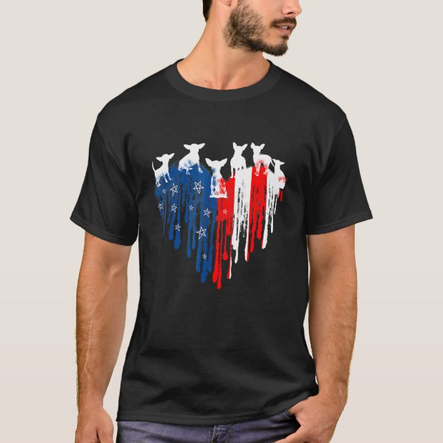 Camiseta Chihuahua American Heart Flag Dog 4 De Julho (Frente)