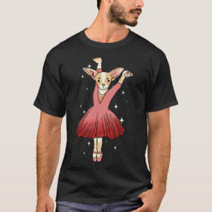 Camiseta Chihuahua Ballerina Cute Tan Animal Branco E Rosa