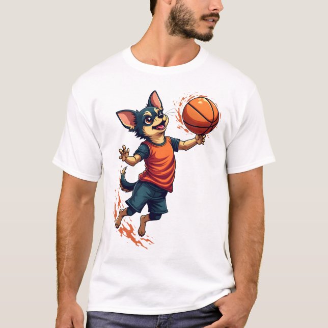 Camiseta Chihuahua  Basketball  Player  Sport  Dunk (Frente)