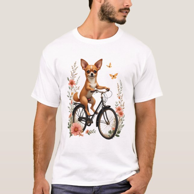 Camiseta Chihuahua  Bike  Bicycle  Dog  Cycling (Frente)