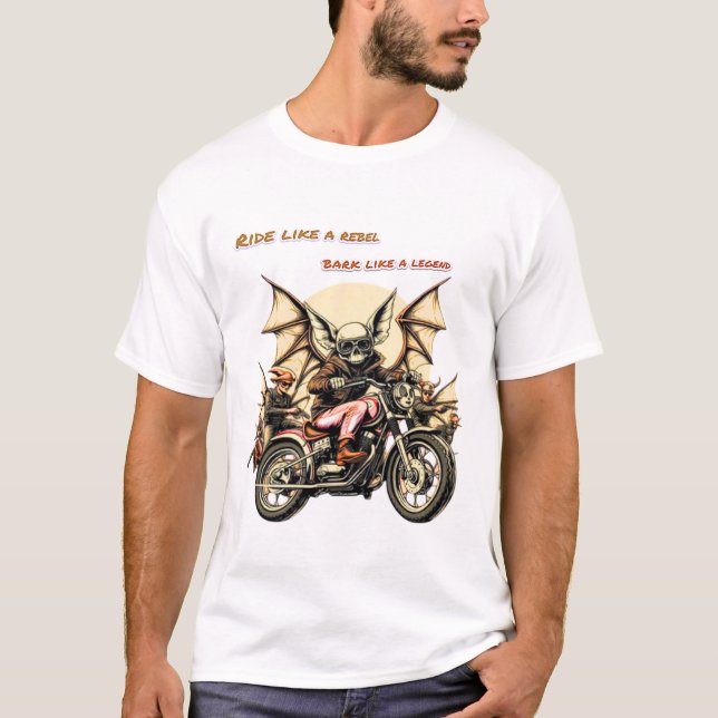 Camiseta Chihuahua Biker com as Asas Bat (Frente)