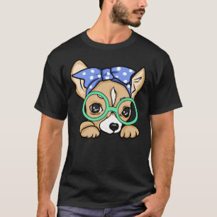 Camiseta Chihuahua Bonita Com Bandana Azul
