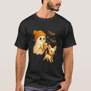 Camiseta Chihuahua Branco Fantasma de Halloween Cachorro Ch
