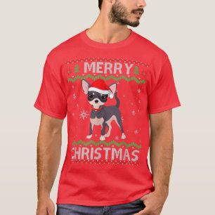 Camiseta Chihuahua Cachorro Feliz Natal Suor Engraçado Xmas