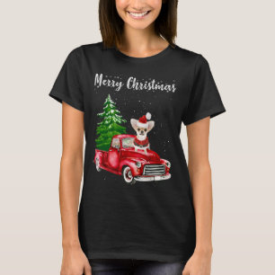 Camiseta Chihuahua Caminhão Vermelho Feliz Cachorro de Nata