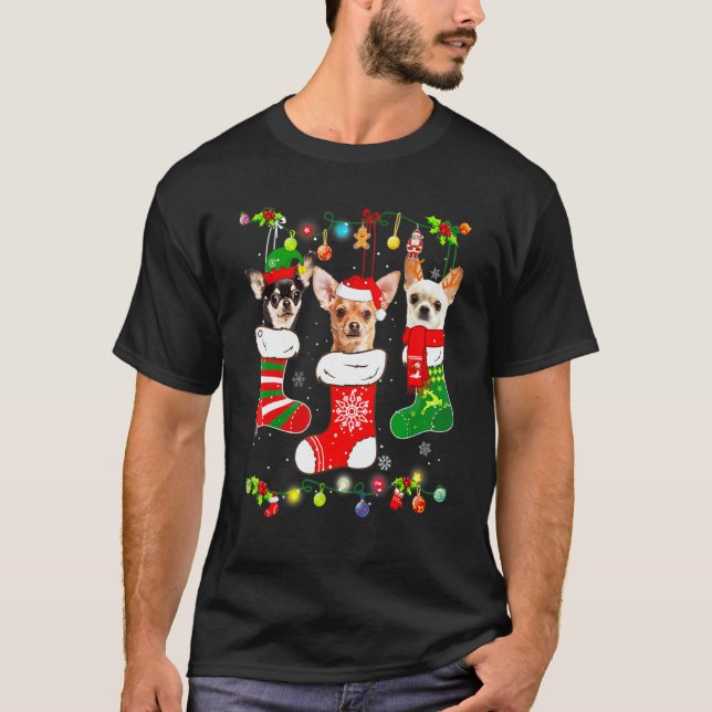 Camiseta Chihuahua Christmas Lights   Xmas Dog (Frente)