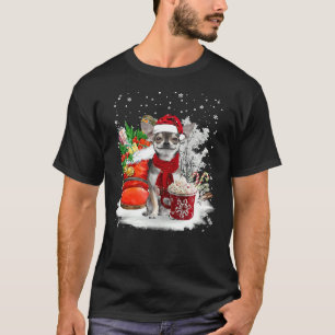 Camiseta Chihuahua Christmas Santa Hat Eggnog