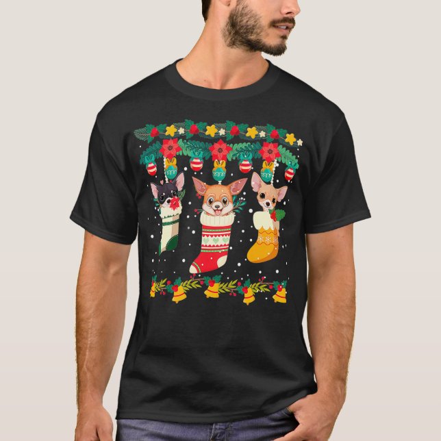 Camiseta Chihuahua Christmas Socks Xmas Lights Pajama (Frente)