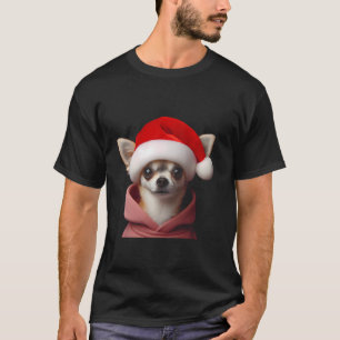 Camiseta Chihuahua com o dono do cachorro Natal do Papai No