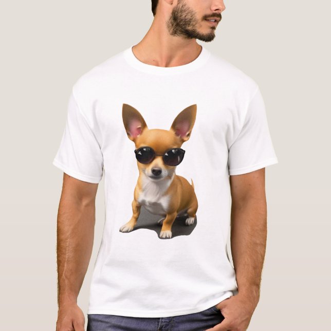 Camiseta Chihuahua com óculos de sol (Frente)