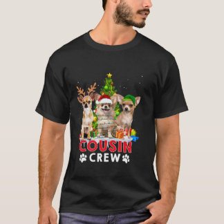Camiseta Chihuahua Cousin Crew Árvore de Natal Luzes Xmas D