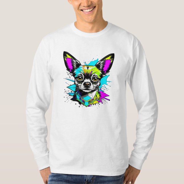 Camiseta Chihuahua Cyberpunk estilo Art Dog Lover (Frente)