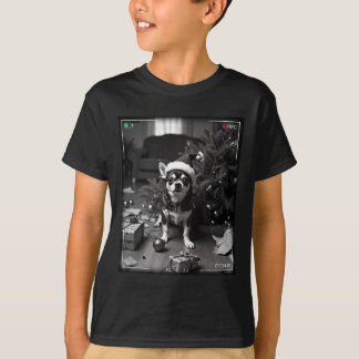 Camiseta Chihuahua de Natal Flagrado pela Câmera