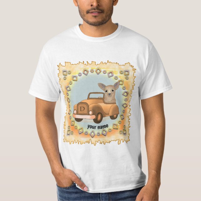 Camiseta Chihuahua Dirigindo Carro (Frente)