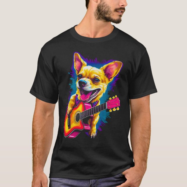 Camiseta Chihuahua Dog Guitar (Frente)