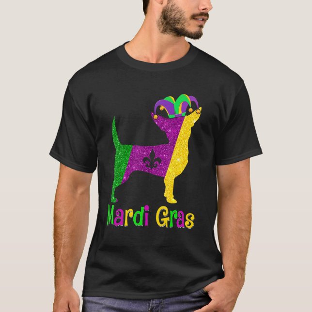 Camiseta Chihuahua Dog Lover Mardi Gras Carnival Jester (Frente)