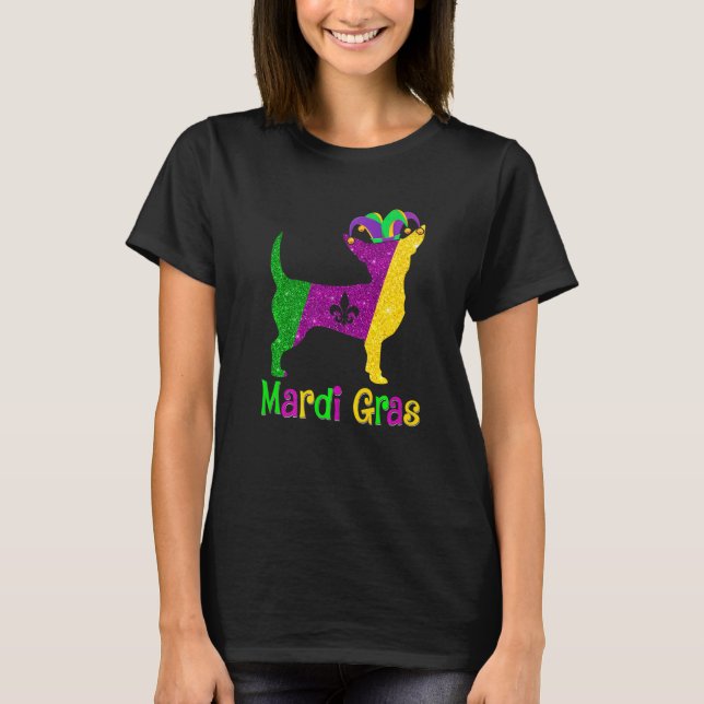 Camiseta Chihuahua Dog Lover Mardi Gras Carnival Jester Pre (Frente)