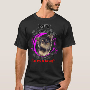 Camiseta Chihuahua Dog Paw Imprime Em Meu Coração Relaxado