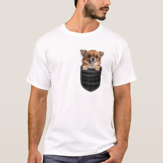 Camiseta Chihuahua Dog Pequena Raça - Desenho De Bolso Cach
