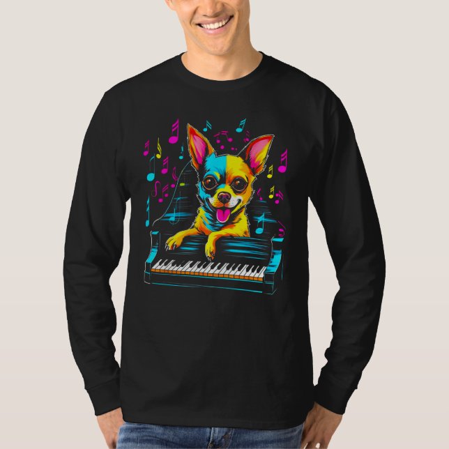 Camiseta Chihuahua Dog Piano (Frente)