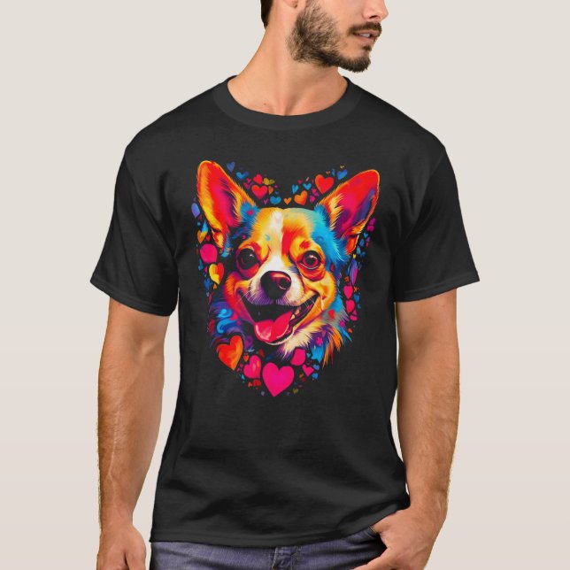 Camiseta Chihuahua Dog Pink Red Heart (Frente)