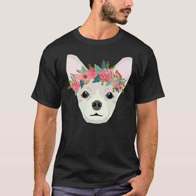 Camiseta Chihuahua Dog Raça Coroa Floral Chihuahuas Pura B (Frente)