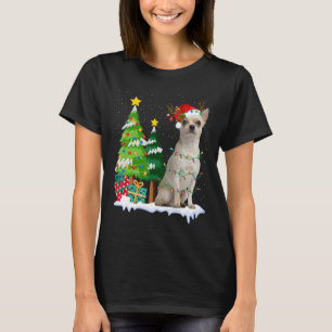 Camiseta Chihuahua Dog Santa Hat Reindeer Luzes de Natal