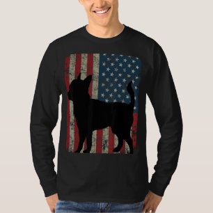 Camiseta Chihuahua Dog Silhouette Vintage Bandeira American