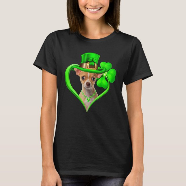 Camiseta Chihuahua Dog St Patricks Day Lover Irish Shamrock (Frente)