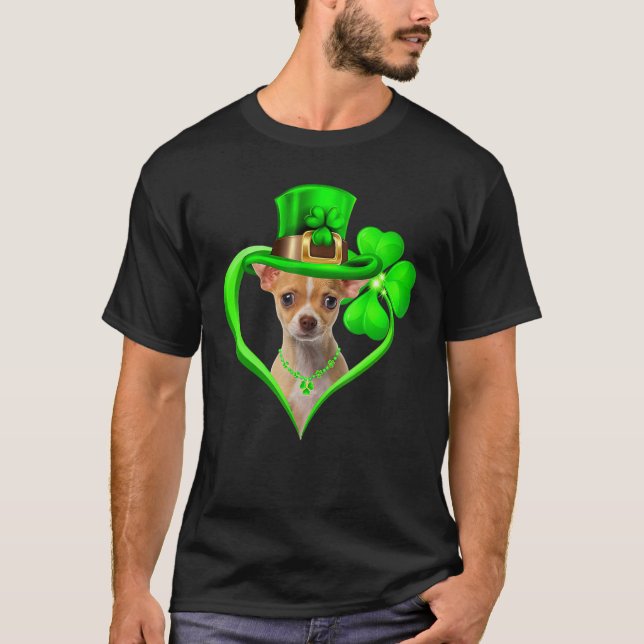 Camiseta Chihuahua Dog St Patricks Day Lover Irish Shamrock (Frente)